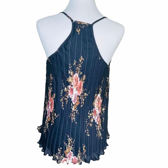 Bishop + Young Blue Floral Accordion Tank Top NWOT Size Small - Picture 2 of 8